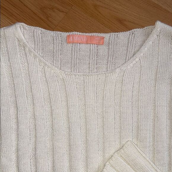 White Ribbed Knit Sweater Cropped Size Large - Picture 4 of 5